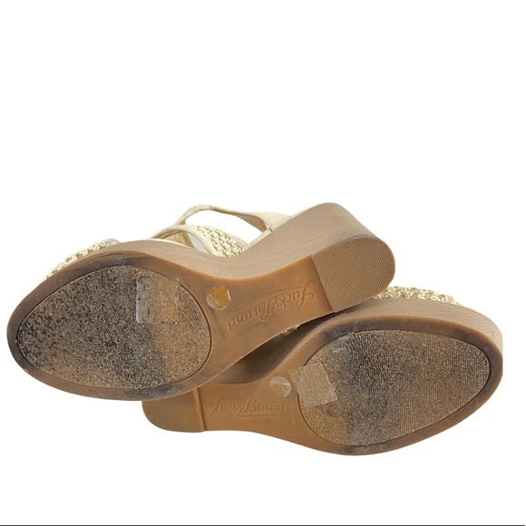 Lucky Brand Remyy Natural Woven Wood Wedges 7.5 - Picture 5 of 8